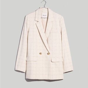 Madewell Women's The Plus Caldwell Double-Breasted Blazer Ghent Plaid Cream 2X